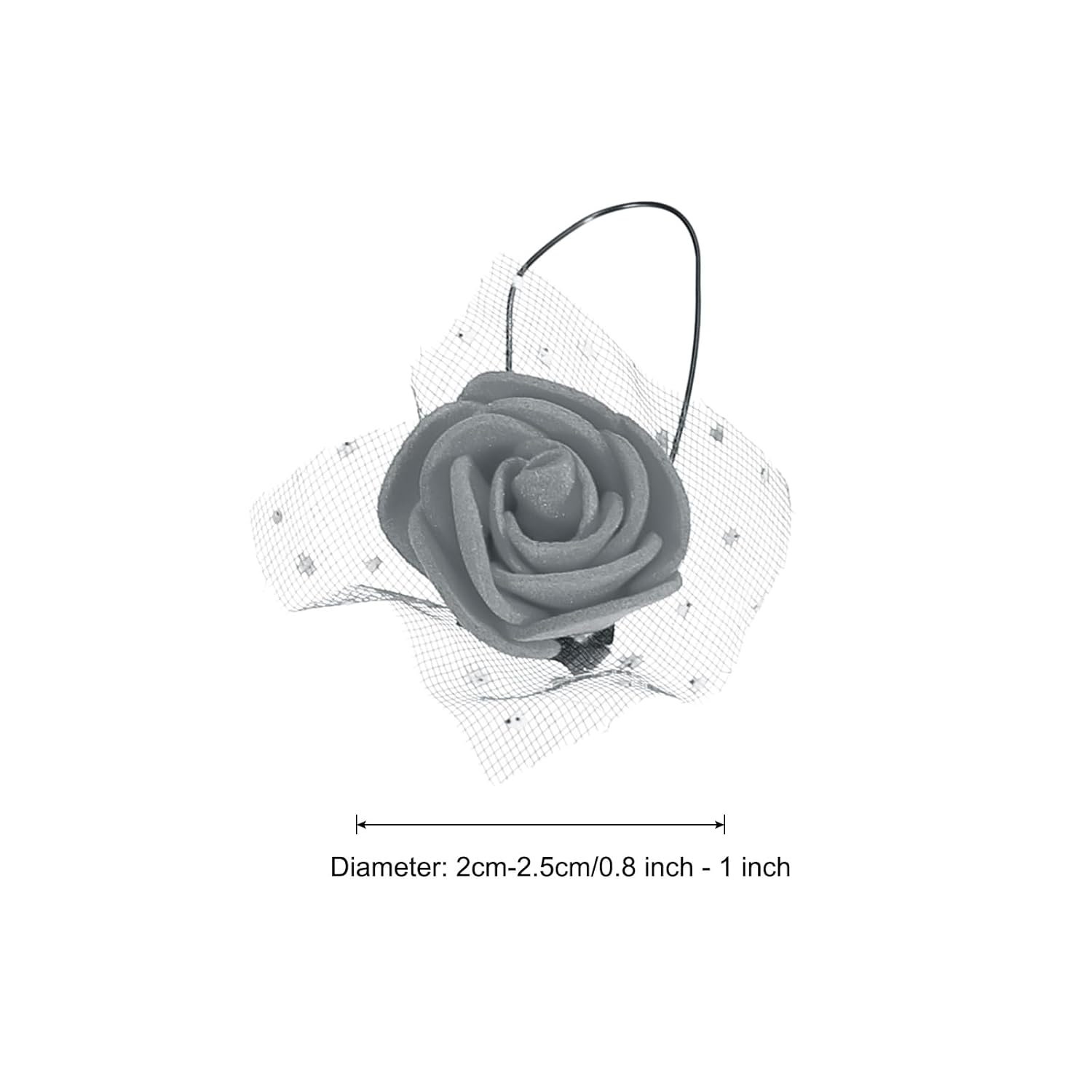 Artificial Rose Flower Heads, Grey Mini Faux Flowers 0.8 Inch-1 Inch For Diy Craft Wedding And Party Decoration Pack Of 72