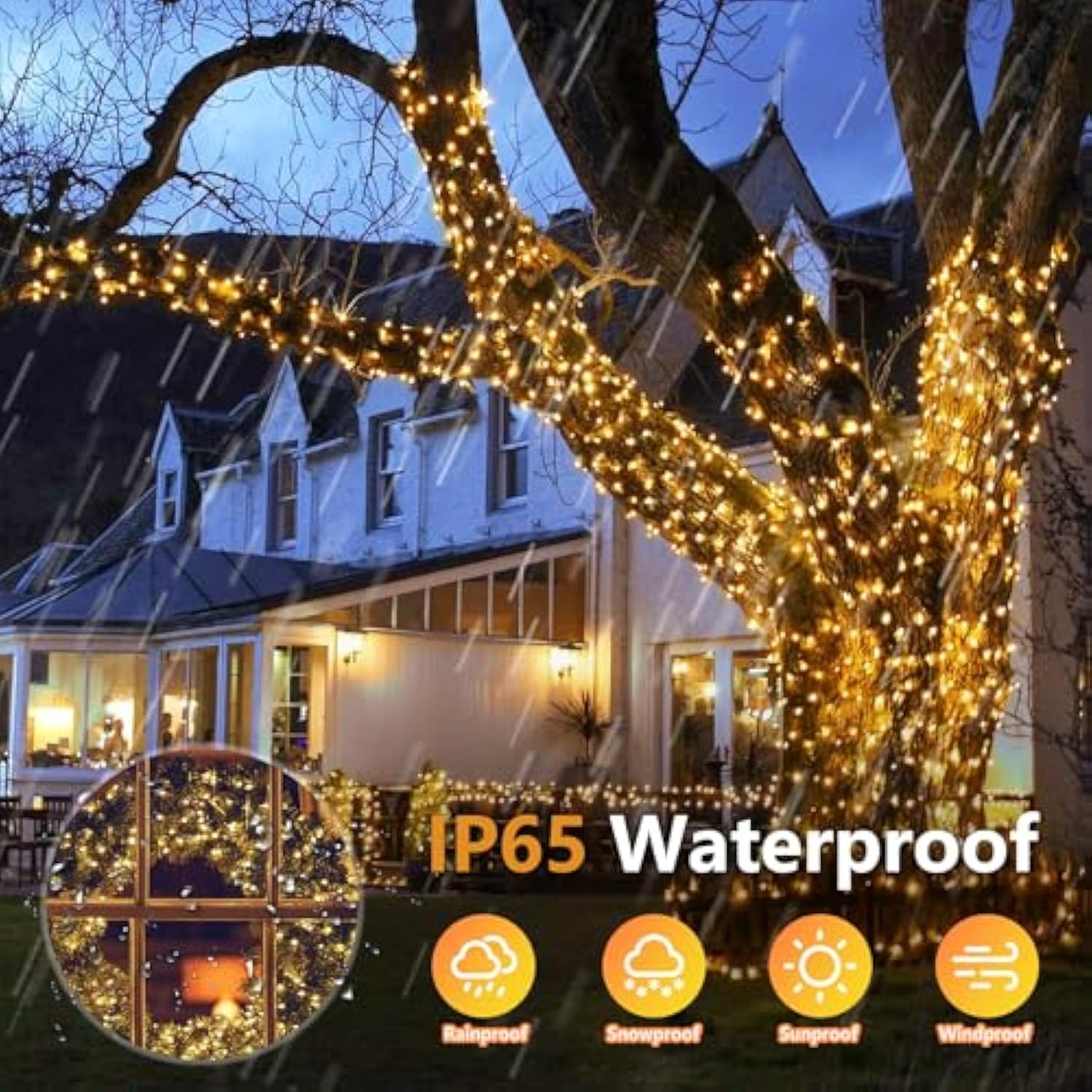 3.3Ft Twinkle Lights Battery Operated 100 Led Christmas String Lights 8 Modes Waterproof For Home, Garden, Party, Holida