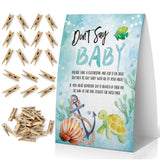 Don'T Say Baby Baby Shower Game, Ocean Baby Shower Decoration, Sea Turtle Don'T Say Baby Sign, Fun Baby Shower Games, Clothespins For Baby Shower-Dsba40