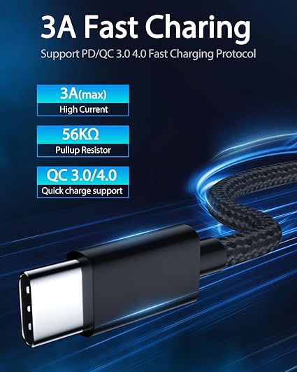 2 Pack 6FT USB C Charger Cable Braided Fast Charging Cord for Motorola Moto G Stylus G Power Samsung Android