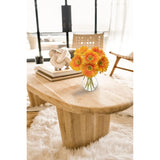 Gerbera Daisy Artificial Flowers, Fake Flowers In Glass Vase With Faux Water,Real Touch Silk Flowers With Stem For Home Bookshelf Tabletop Bathroom Decorations,Orange