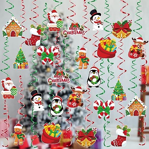 36pcs Christmas Hanging Foil Swirls, Xmas Hanging Decoration Christmas Foil Ceiling Hanging Swirls for Indoor Outdoor Christmas Holiday Party Supplies