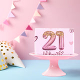 21St Girls Wrapping Paper Birthday, Hearts And Pink Number 21 Balloons Happy Birthday Design, 21 Years Old, Mini Roll, 17 Inches X 16.4 Feet, Perfect For Girls' Birthday Party Gifts
