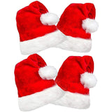 4 Pack Plush Santa Hats, Christmas Santa Hats For Christmas Party, Adult Size Xmas Holiday Hat For Unisex Kids Party Supplies