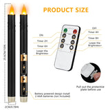 6 Pcs Black Flameless Taper Candles With Remote, 10" Tall Electric Led Candlesticks, Plastic Battery Operated Taper Candles For Halloween Dinner Party Wedding Birthday Home Décor(Black Drip)