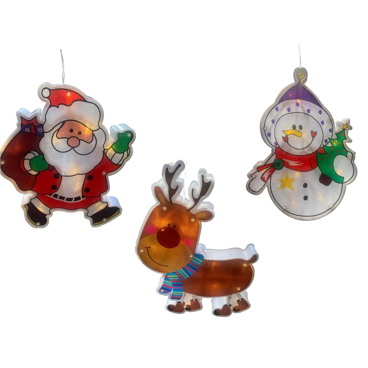 Christmas Led Window Light Decorations Fastened With Suction Cup Or Hook, Battery Operated With On/Off Switch (Holiday T