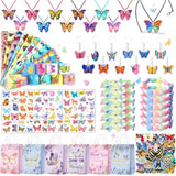 Butterfly Party Favors 122Pcs Butterfly Themed Birthday Supplies Set Fairy Party Favors Decorations Keychains Bracelets Goodie Bags Tattoo Stickers Gifts For Pinata Filler