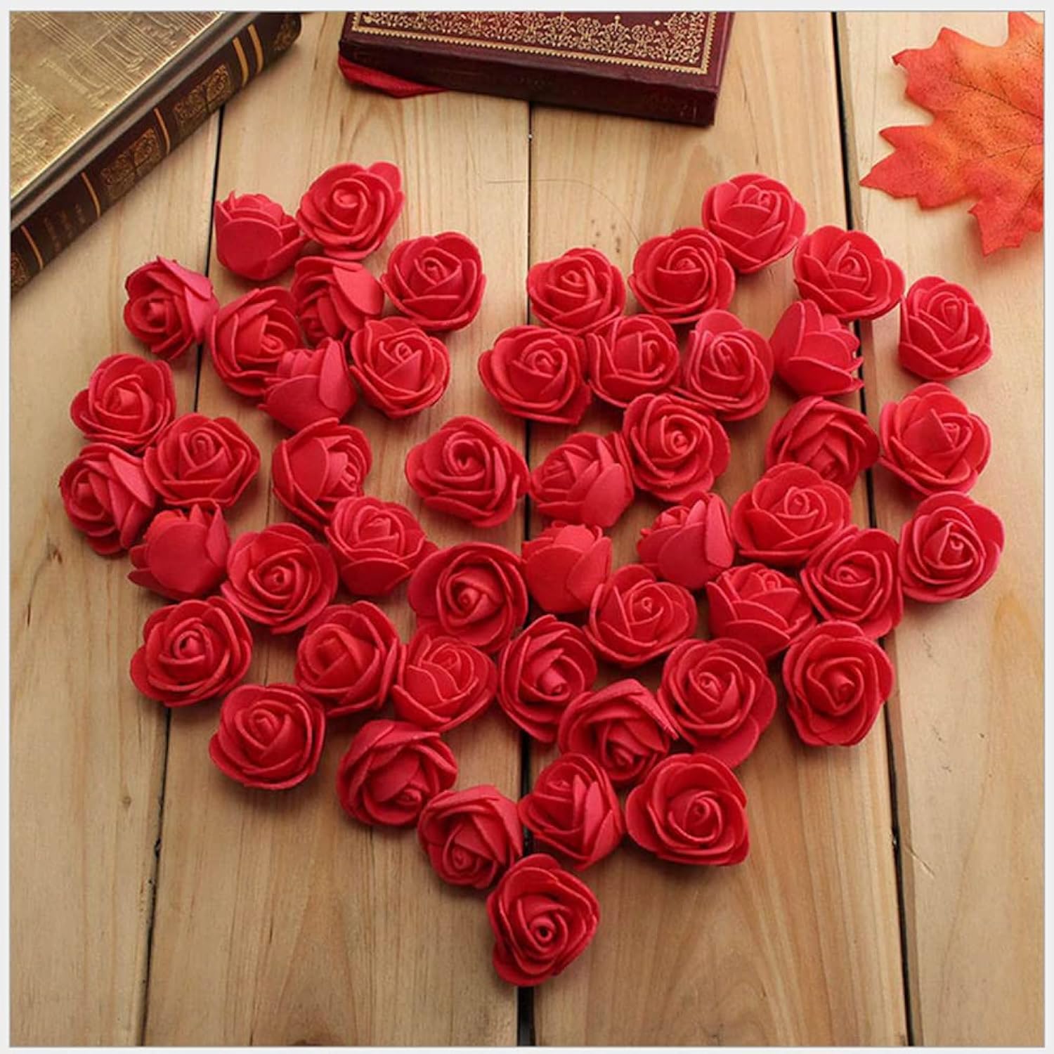 Mini Fake Roses Artificial Flowers 100 Pcs 3.5Cm Red Foam Rose Head For Diy Crafts Accessories Home Party Home Decorations And Baby Shower (Red)