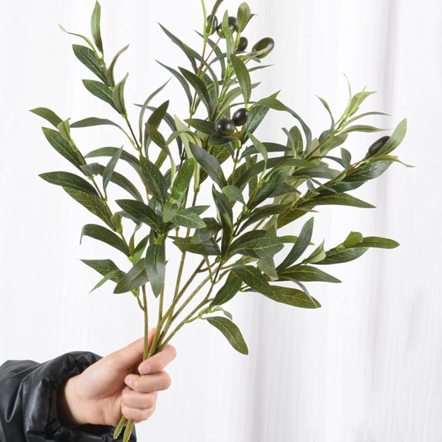 4 Pcs Artificial Olive Branches For Vases 19 Inch Faux Olive Branch Stems Leaves With Fruits For Home Decor Weddings Party Vase Decorative Floral Arrangement