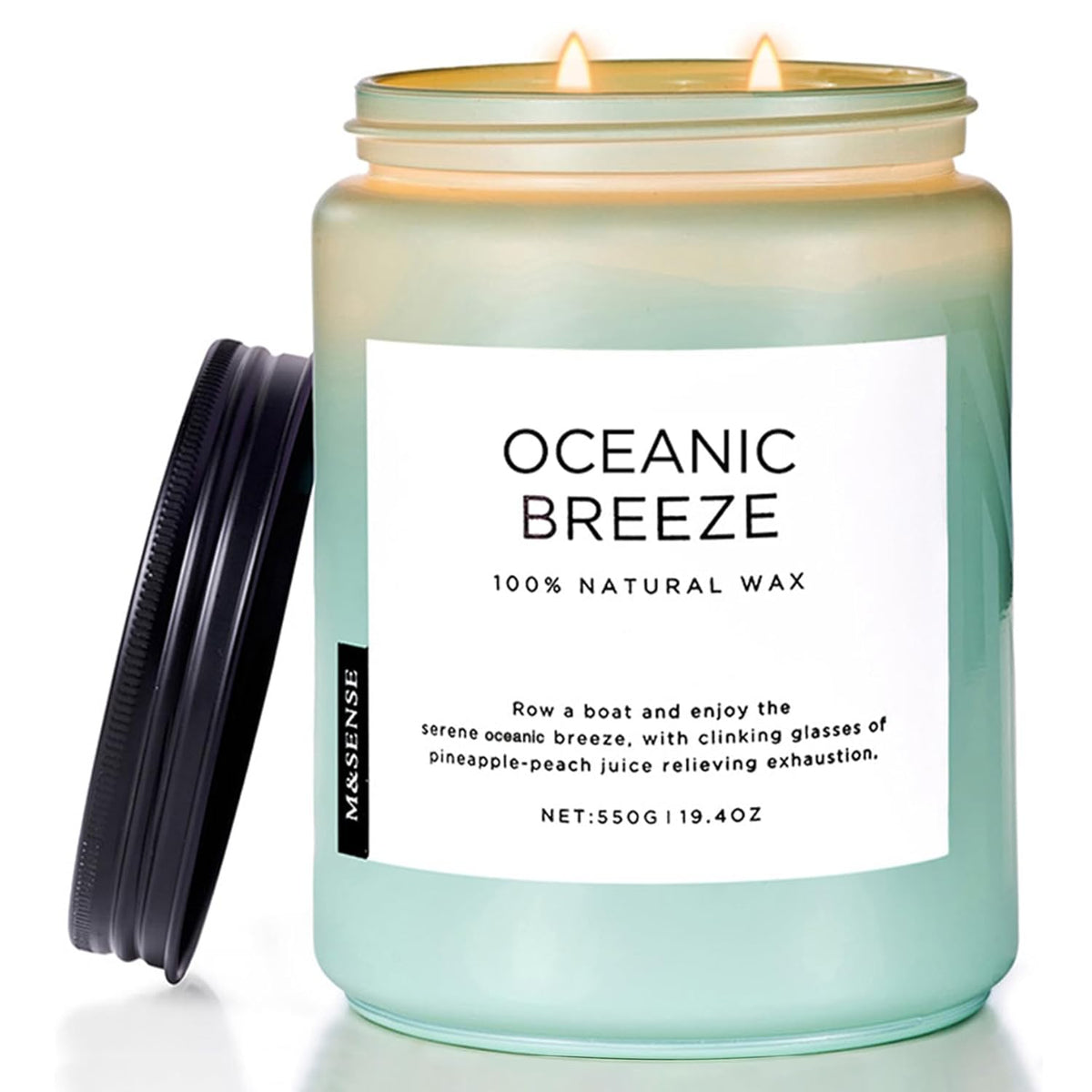 Candle Oceanic Breeze Scented, 19.4Oz 110 Hour Long Lasting 2 Wick Pineapple & Mango Scent Natural Soy Candles For Home Scented For Stress Relief & Women/Men