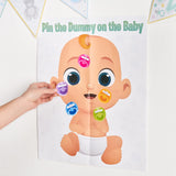 Funny Baby Shower Game - Pin The Pacifier - Includes 24 Stickers, Large Poster And Luxury Blindfold