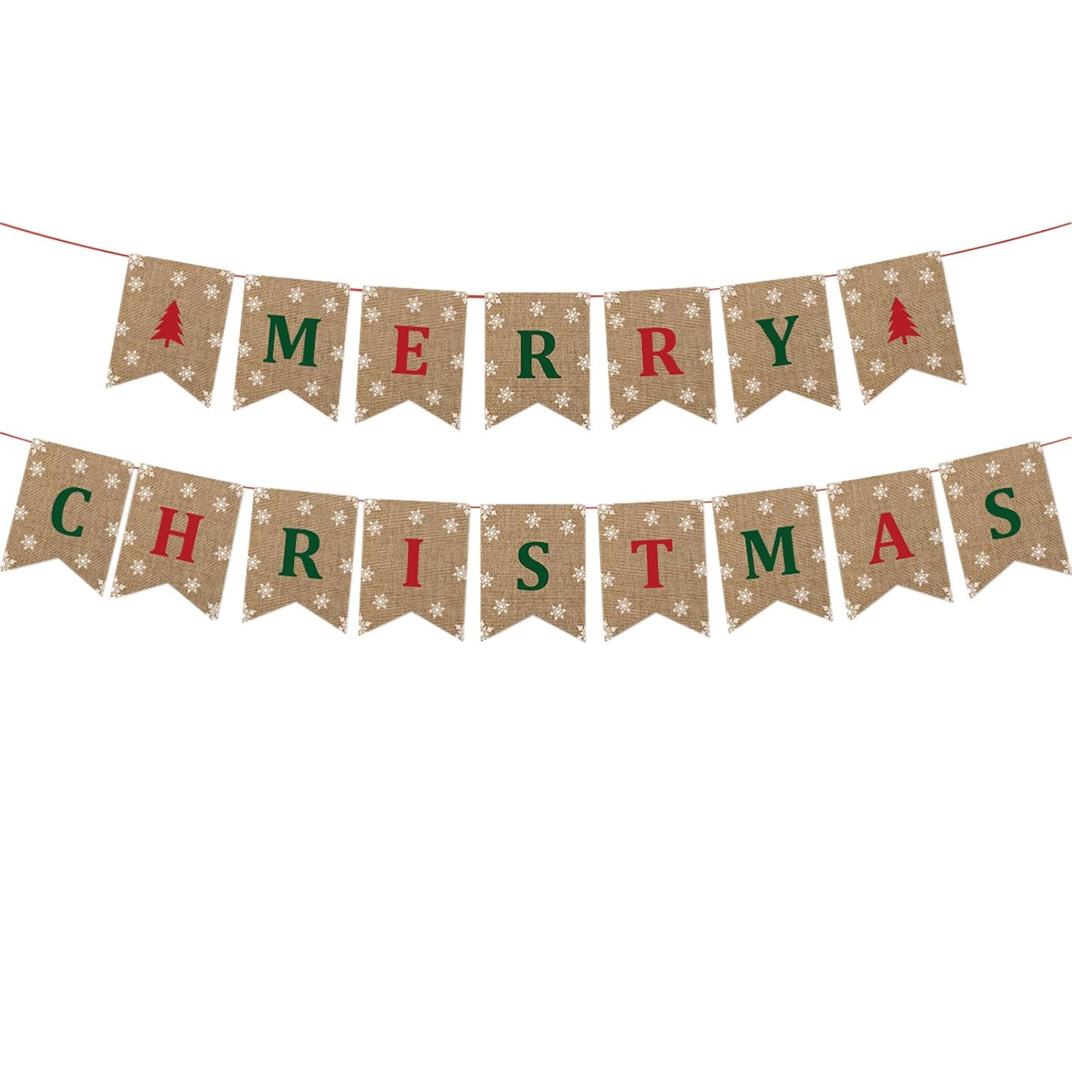 Merry Christmas Banner - Classic Xmas Pennant Party Decoration For Festive Celebrations