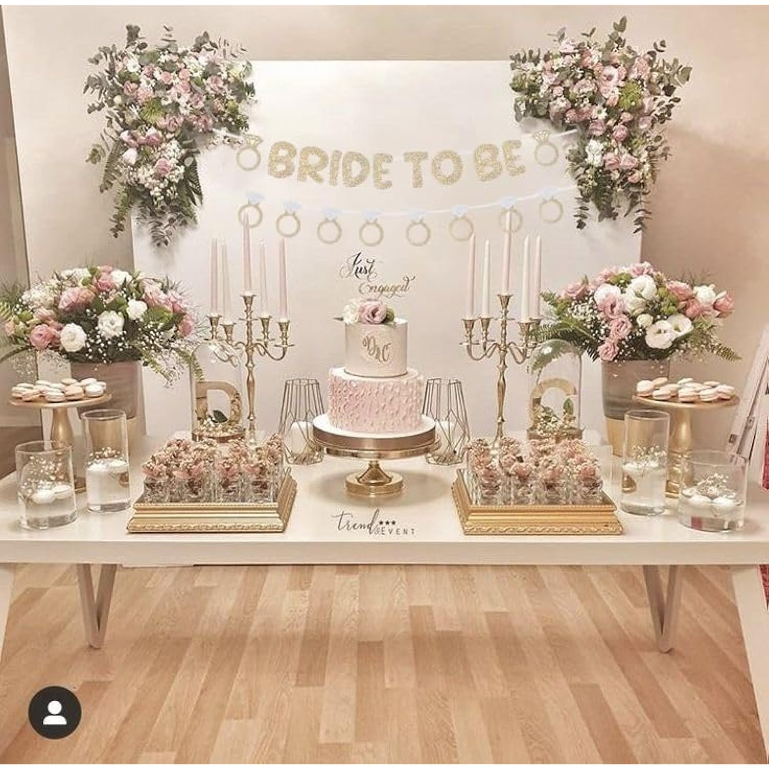 Bride to Be Banner with Diamond Ring Glitter Banner Bridal Shower Decor Gold