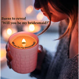Bridesmaid Proposal Candle - Will You Be My Bridesmaid Hidden Message, Peach & Osmanthus Scent, Wedding Party Gift (8Oz, Pink Jar)