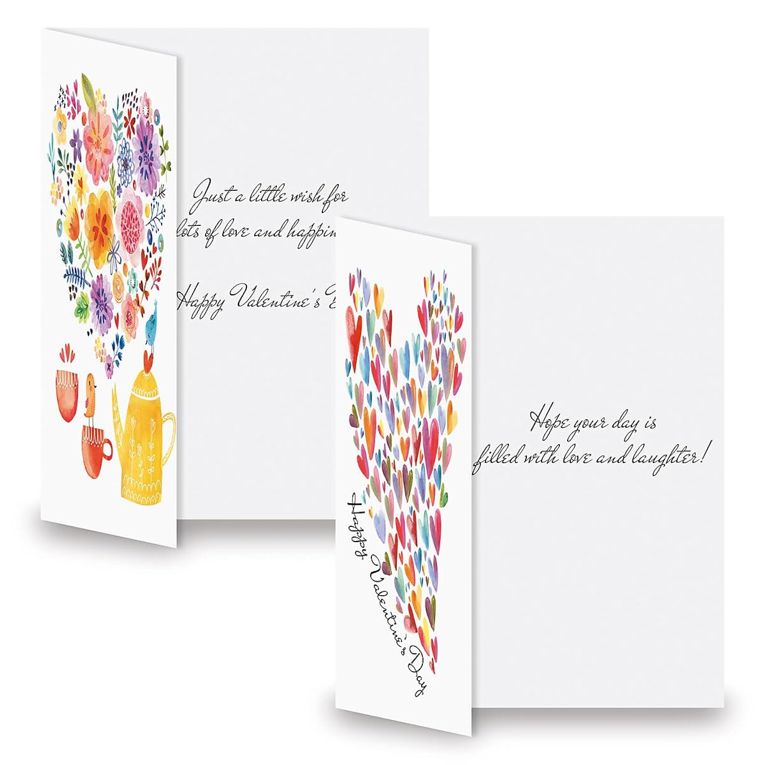 Current Paintbox Valentine Greeting Card - 8 Card Pack With White Envelopes, 4 Valentine Designs, Large 5" x 7" Cards with Sentiments