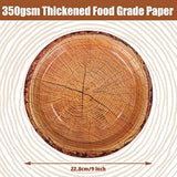 50 Count Wood Grain Paper Plates 9" Rustic Wood Slice Paper Plates Disposable Party Dinner Plate Farmhouse Round Plate For Dining Table Decor Cut Timber Party Supplies