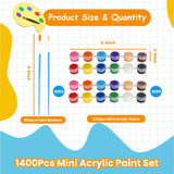 Mini Paint Set, 100 Pack Washable Paint Strips Kit With 200 Painting Brushes, 12 Colors Bulk Mini Acrylic Paint Set For Painting Craft