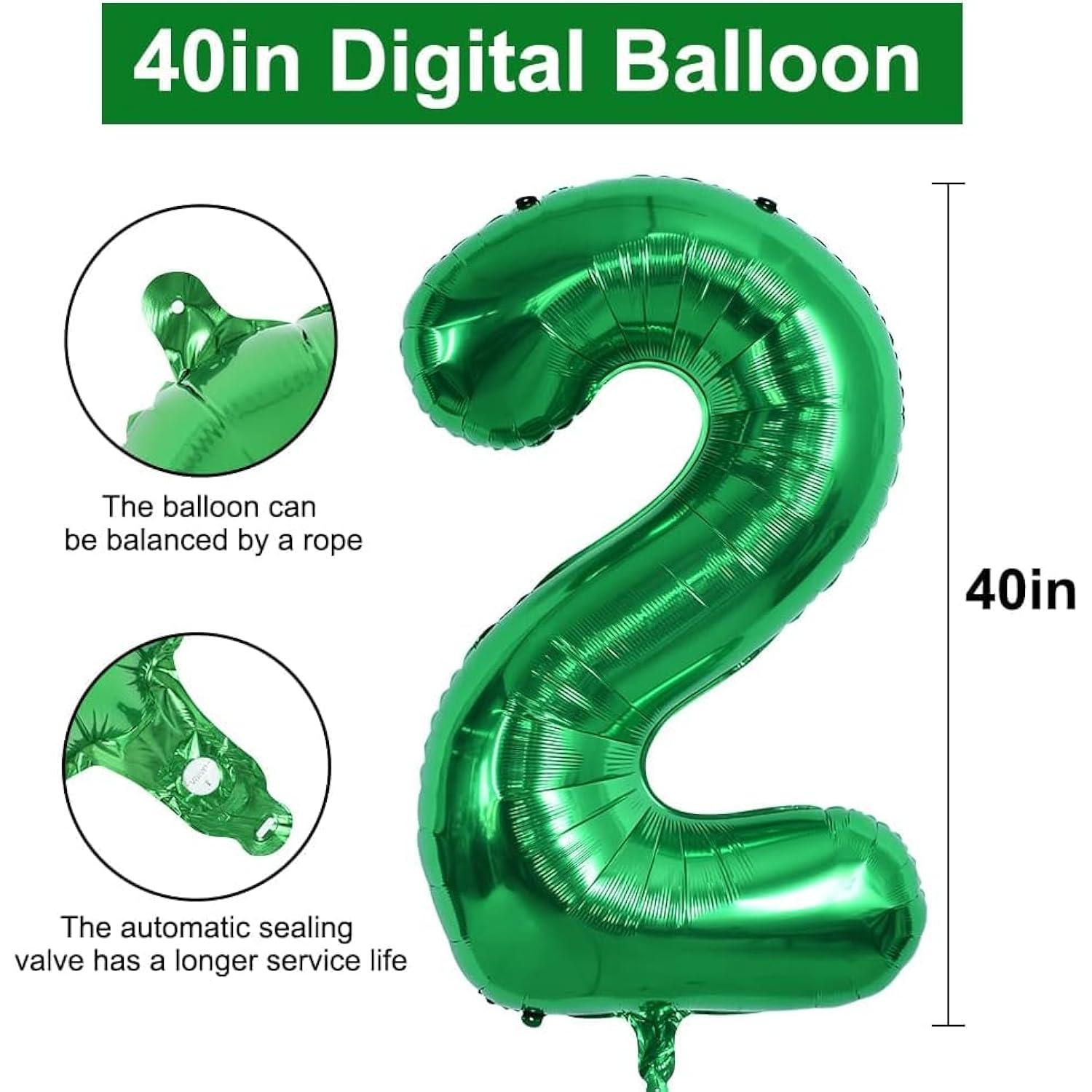 40-Inch Dark Green Number 25 Foil Balloons for Birthday or Anniversary