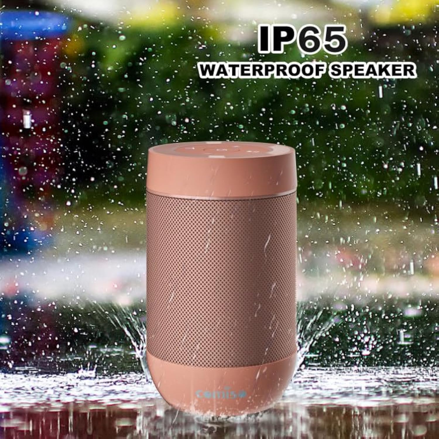 comiso Portable Bluetooth Speaker,Waterproof Speaker IP65,5.3 Bluetooth,360 HD Sound,TWS Stereo Pairing,Built in Mic, Support TF Card,Ideal Gift for Men/Women/Teens -Pink
