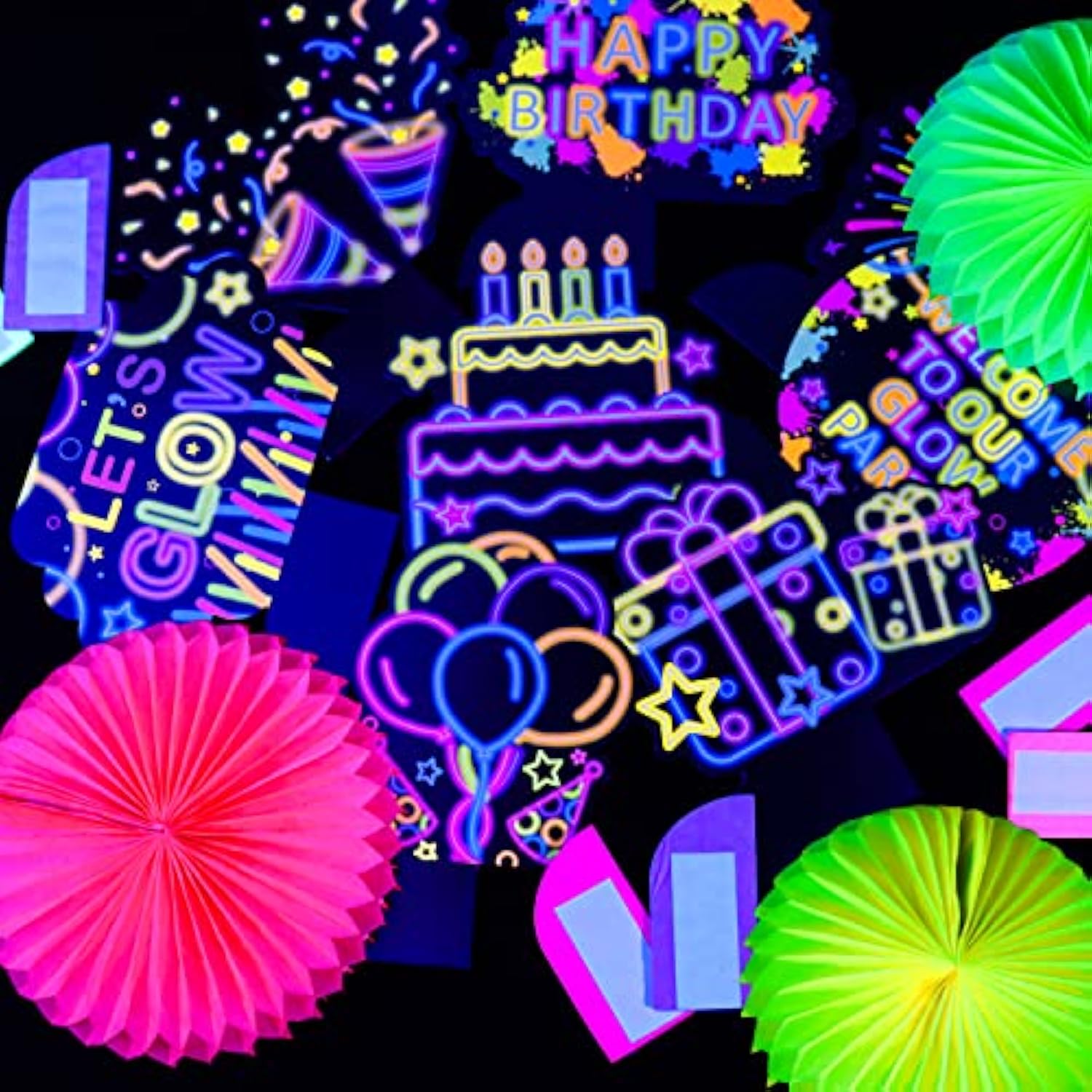 10 Pieces Glow In The Dark Party Table Decorations, Neon Table Honeyco