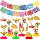 20 Pcs Fiesta Party Decorations Set Mexican Banner Cinco De Mayo Mexico Banner Hanging Swirls And Honeycomb Centerpieces For Mexican Theme Fiesta Taco Birthday Party Decoration