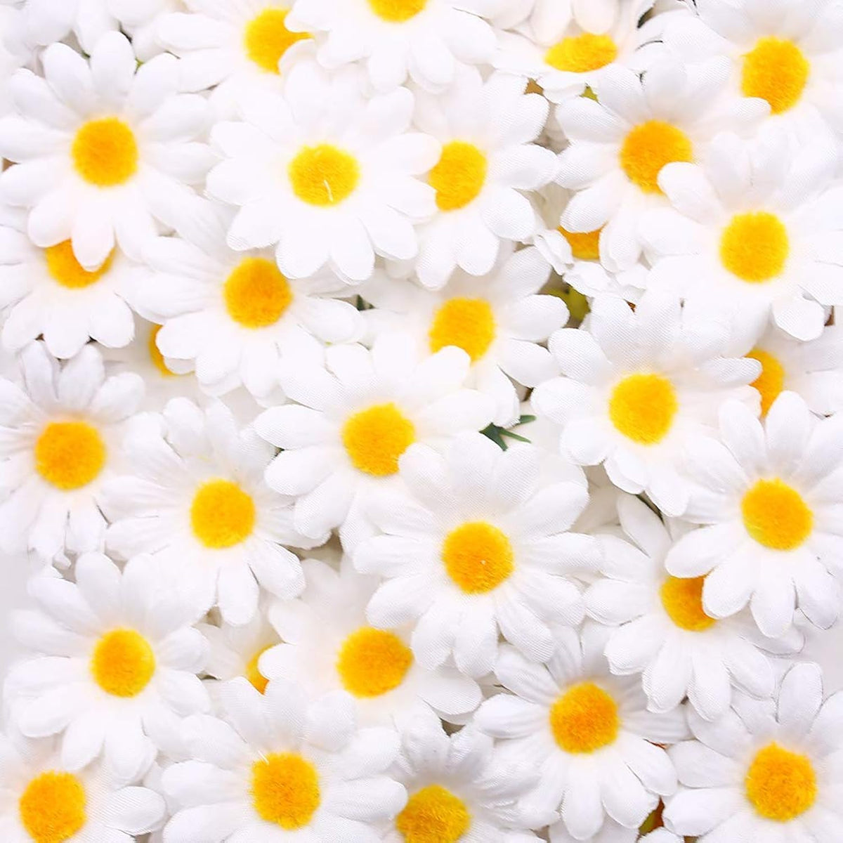 200Pcs Fabric Daisy Flower Heads - 1.5 Inch White Artificial Daisies Spring Flowers For Bouquets, Baby Showers, Wedding, Home Decor & Diy Crafts