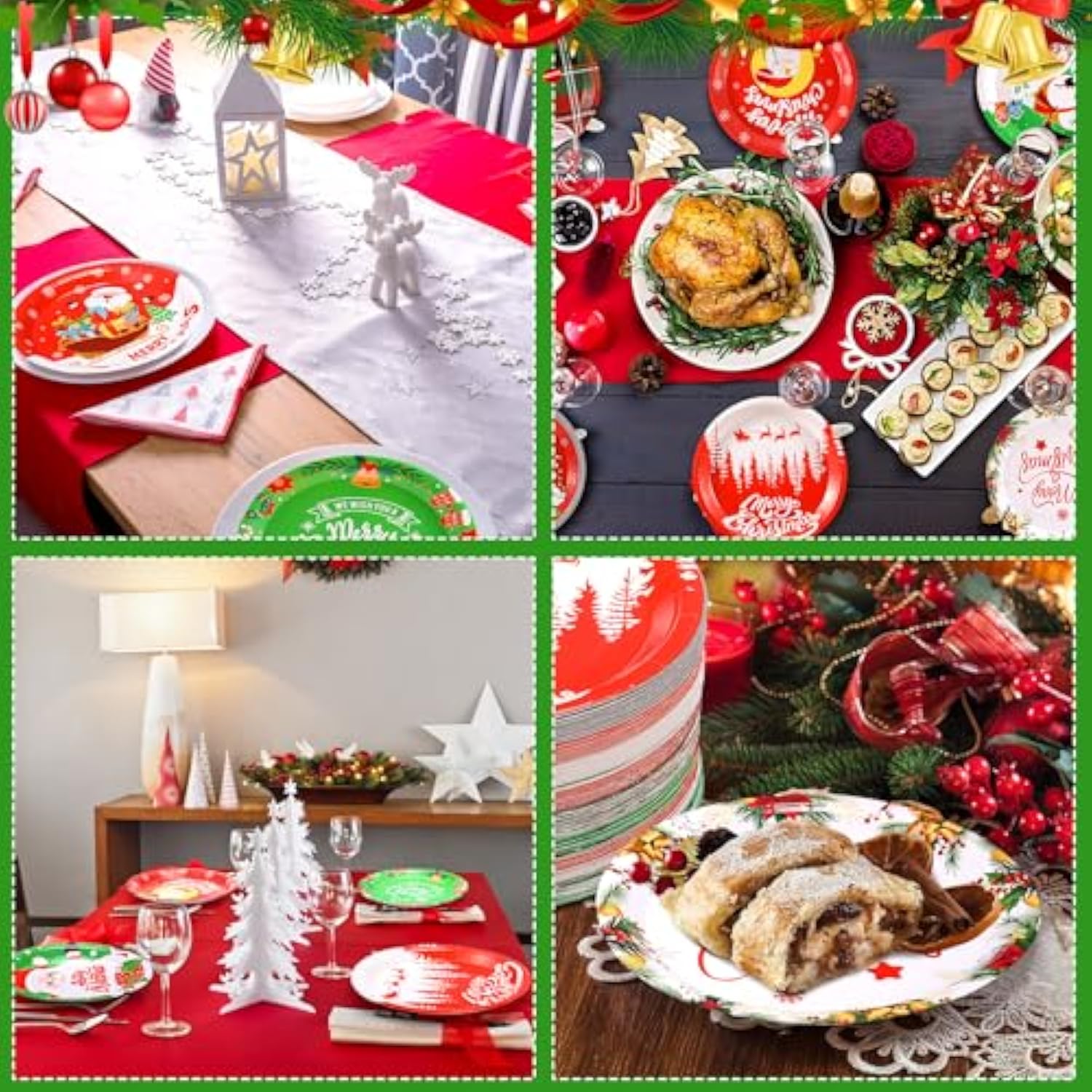 90 Pcs 9'' Christmas Paper Plates Disposable Holiday Dinner Plates Santa Xmas Decoration Merry Christmas Party Supplies Dinnerware Decoration For Winter Holiday, 9 Designs