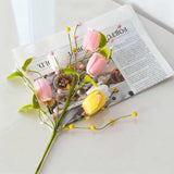 Valentines Day Decorations, 45Cm Tulips Artificial Flowers With Berry Branch For Home Decor, Valentine'S Day Gifts For Him And Her, Long Lasting Faux Tulip Bulbs