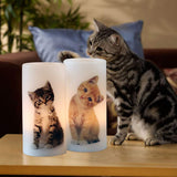 Flameless Flickering Candles With Remote And Timer, Battery Operated Real Wax Pillar Candles With Lovely Cat Decal For Christmas Home Decoration Gifts(3 X 3 X 6 Inch)