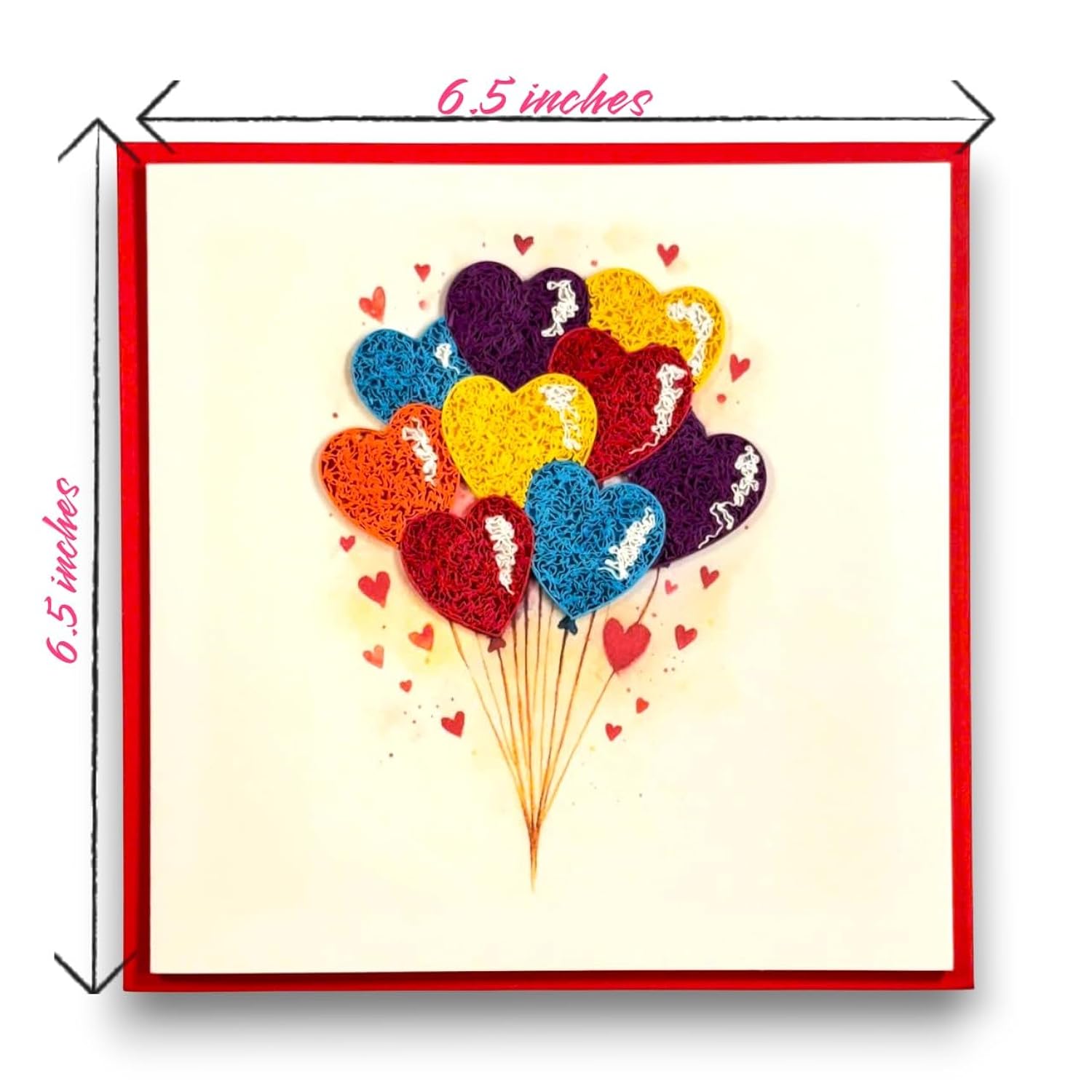 Quilling Love Greeting Card Handmade Heart Balloon Design For Anniversary Birthday Valentine Special Celebration Romantic Message Gift For Her Or Him