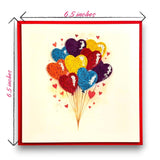 Quilling Love Greeting Card Handmade Heart Balloon Design For Anniversary Birthday Valentine Special Celebration Romantic Message Gift For Her Or Him