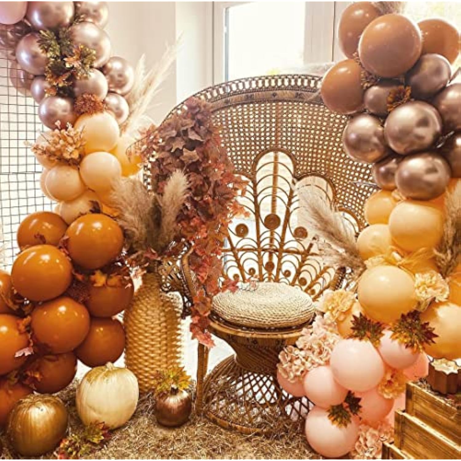 Burnt Orange Balloon Arch Kit: Double Stuffed Cream Peach Balloons