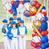 Baseball Balloon Garland Arch Kit Baseball Party Decorations With 113Pcs Red White Blue Confetti Latex Balloons Baseball Foil Balloons For Baseball Theme Birthday Party Supplies Baby Shower