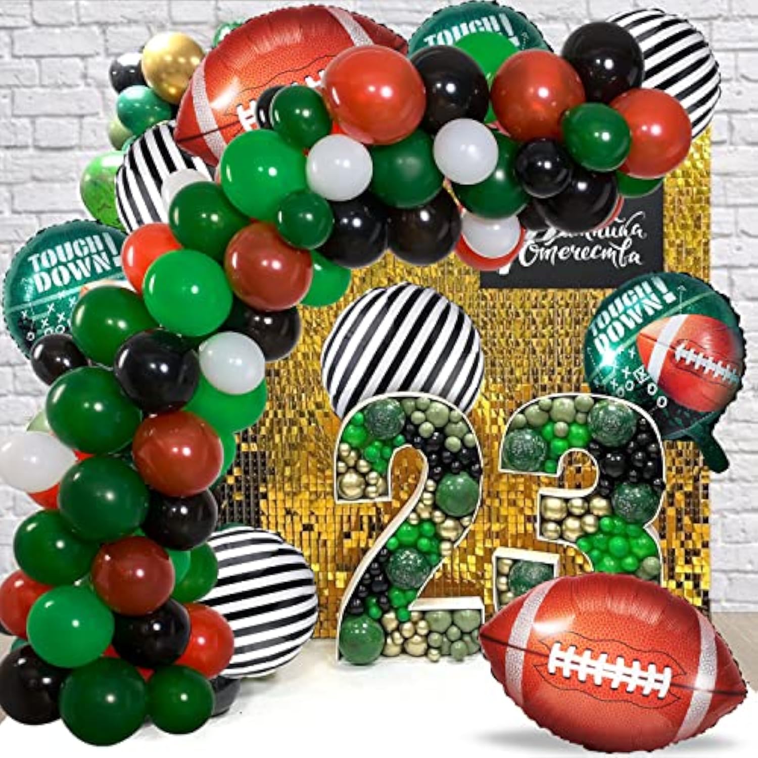 236Pcs Football Balloons Arch, Large Football Themed Balloon Arch Garland Kit, Black Green Brown Football Birthday Balloons For Party Decoration