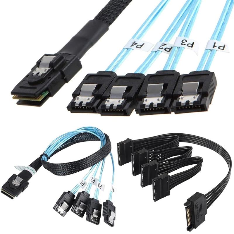 Mini Sas To Sata Cable, Sff-8087 To Sata Mini Sas Breakout Cable With Sata Pow