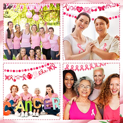 5 Pcs Breast Cancer Awareness Banner 118" Pink Ribbon