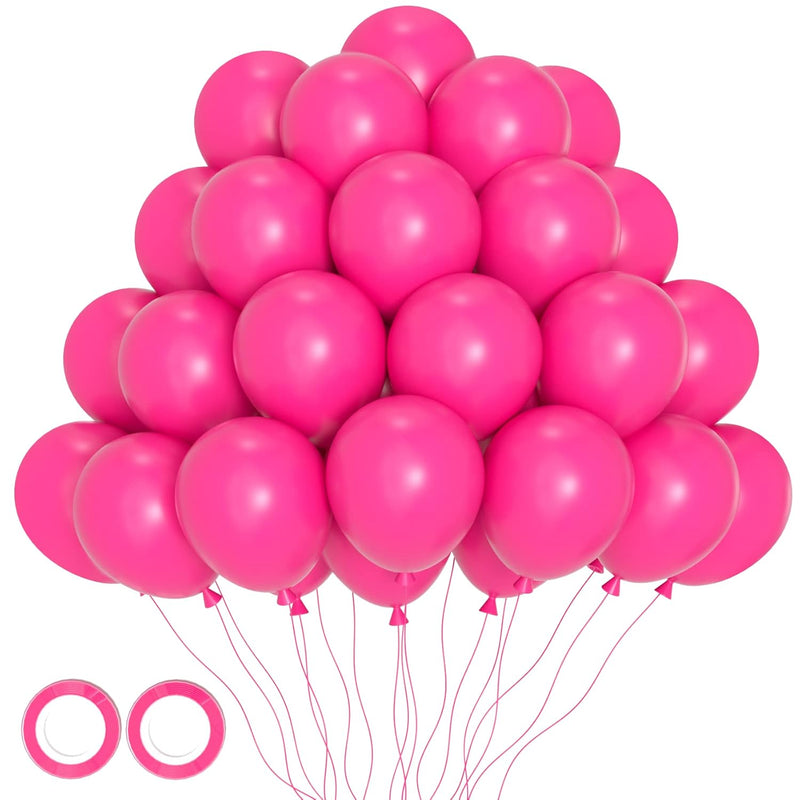 105Pcs Hot Pink Balloons 12Inch Dark Pink Balloons For Birthday Gradua