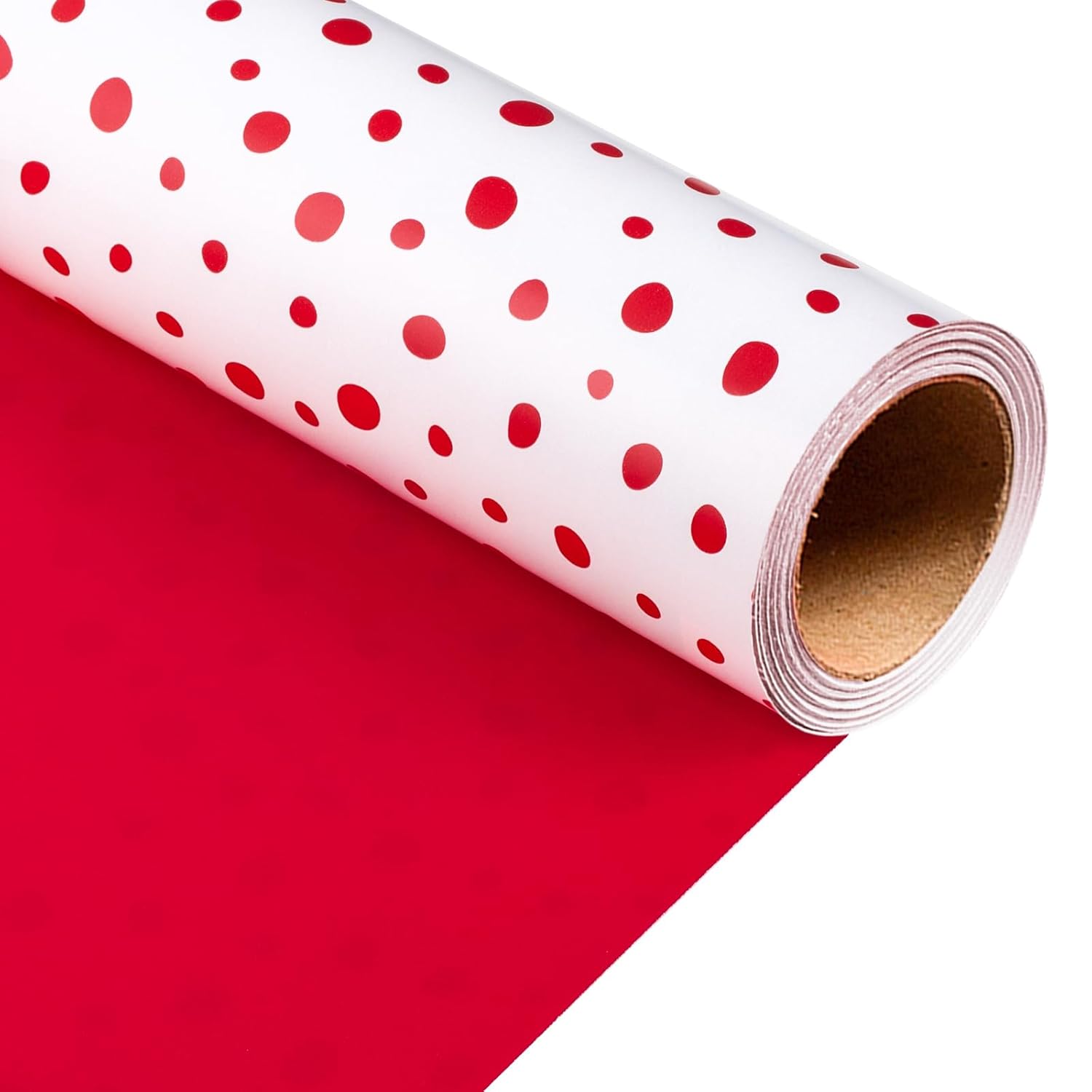 Red Lrregular Wave Point Wrapping Paper, Reversible Gold Gift Wrap For Birthday, Valentines, Mothers Day, Graduation, Wedding, Fathers Day, Baby Shower, Christmas (17In X 16.4Ft)