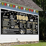 65th Birthday “Back in 1960” Banner – Black & Gold Party Backdrop Decor
