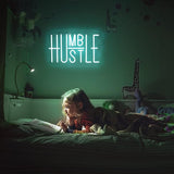 Hustle Neon Sign Blue LED Wall Light USB Dimmable Motivational Decor for Office Gym Gamer Room