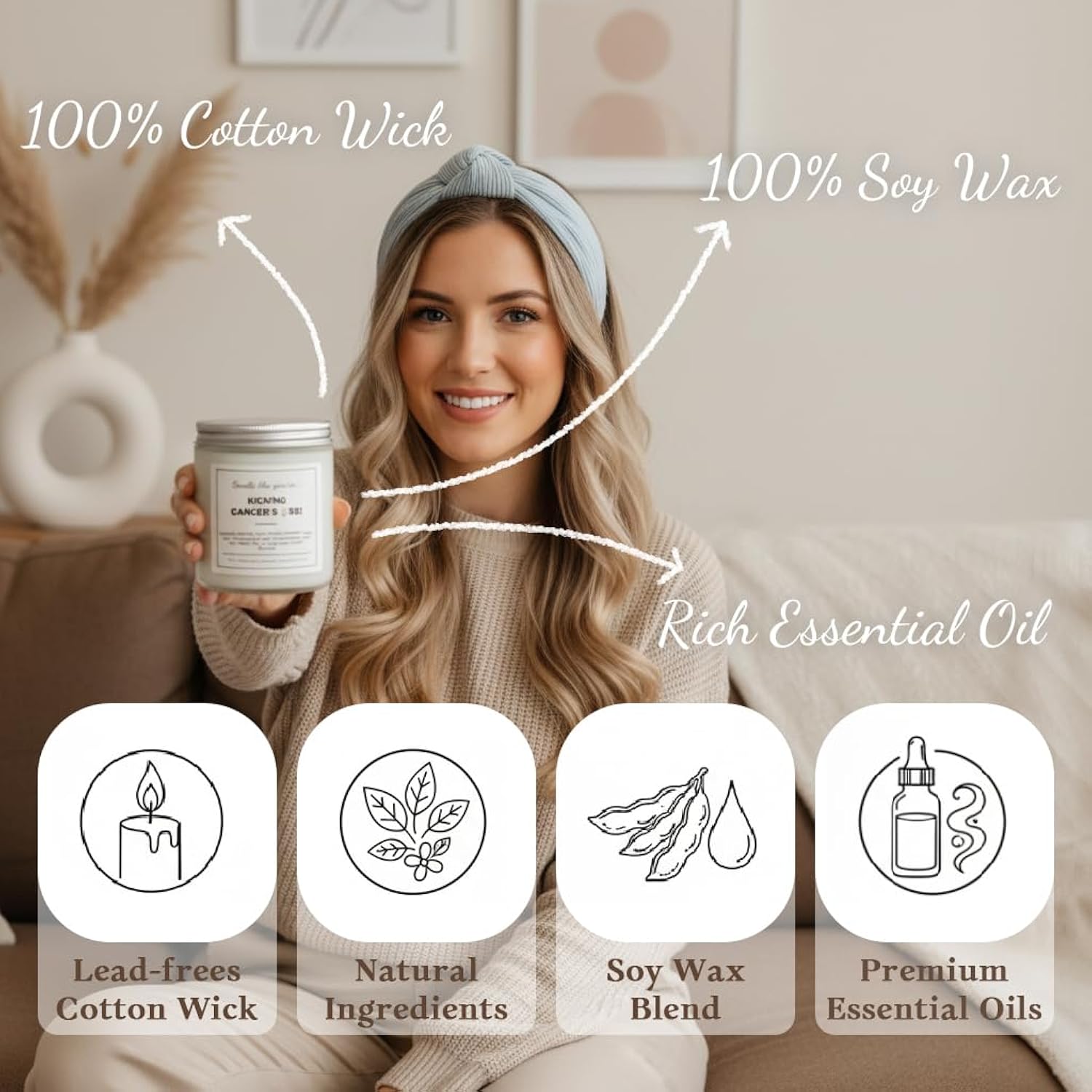 Cancer Gifts For Woman – Funny Get Well Gift For Women Men, Lavender Aromatherapy, Breast Cancer Care, Soy Wax, Surgery Recovery Presents, Chemo Must Haves, Motivational Comfort (7Oz)