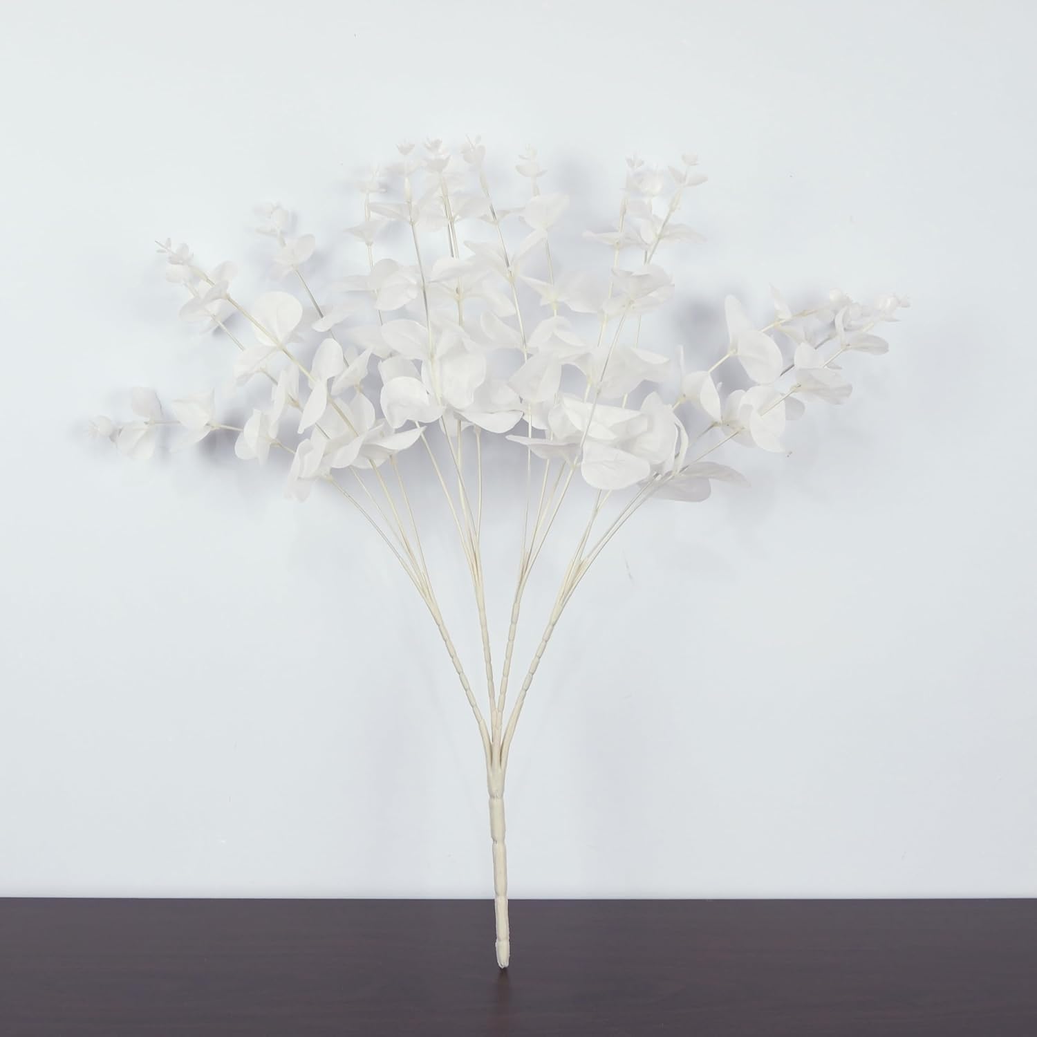 Artificial Flowers Faux Silver Dollar Eucalyptus Stems Fake Plant For Vase Home Wedding Decor 3Pcs (White)