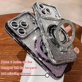 iPhone 17 Pro Max Magnetic Kickstand Case with Bling Glitter Diamond Rhinestone Ring Holder Camera Protector for Women