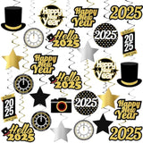 30pc Shiny Happy New Year Hanging Swirls Party Decorations 2025
