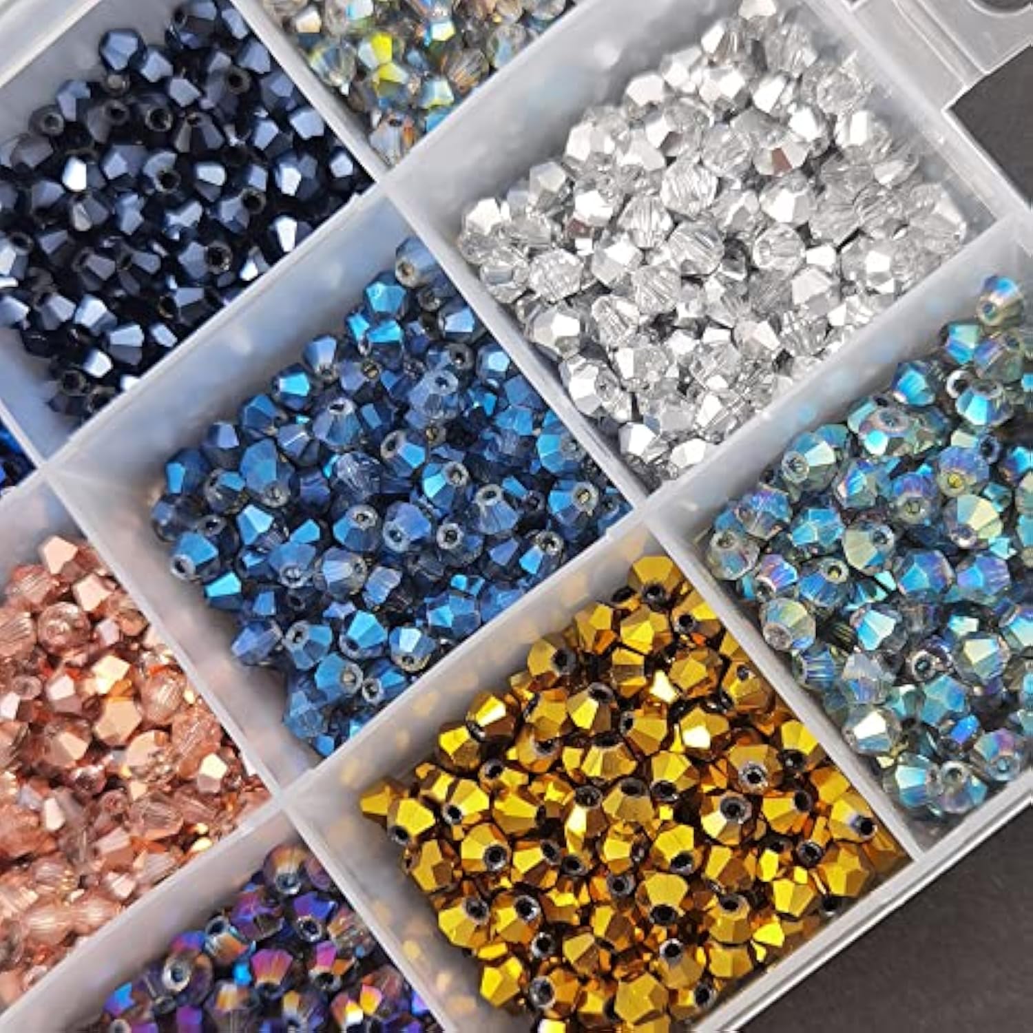 2400pcs 4mm Multicolor Electroplated Bicone Crystal Beads for Jewelry Making