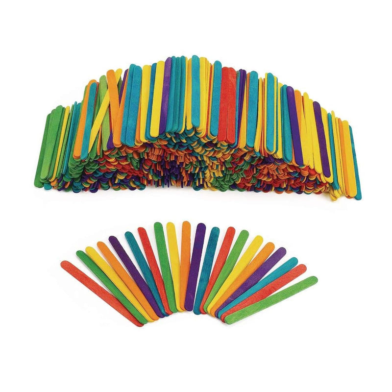 1000Cs Regular Colored Wood Craft Sticks Popsicle Sticks, 1000 Pieces,4-1/2: X