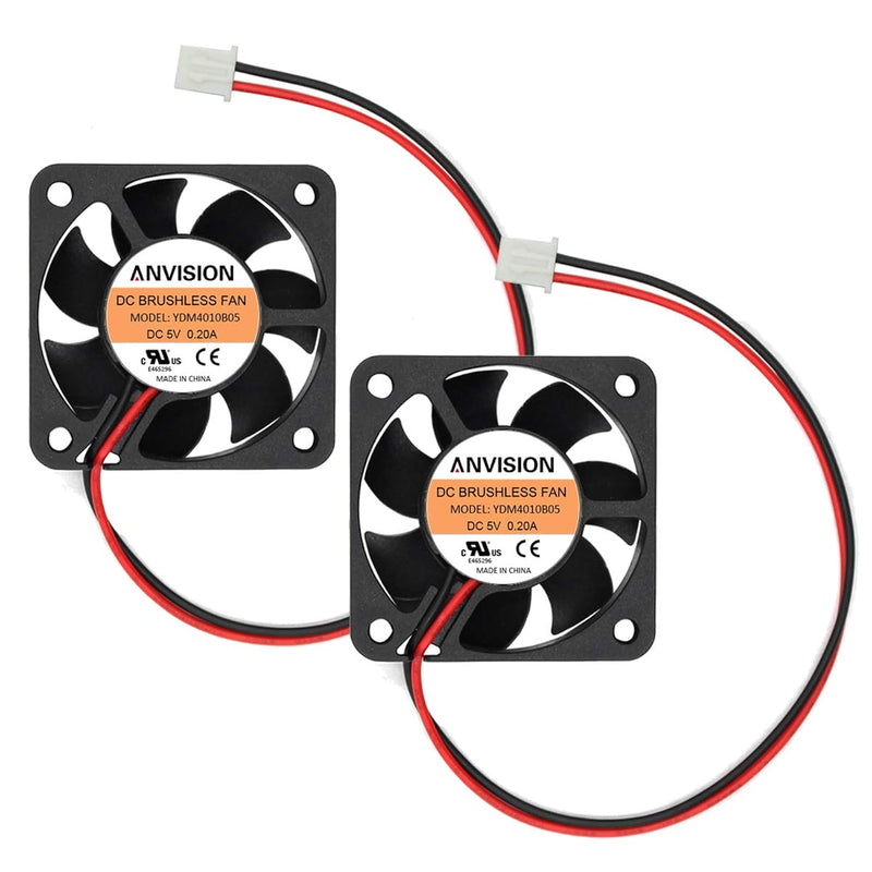 2-Pack 40Mm X 10Mm Dc 5V Brushless Cooling Fan, Dual Ball Bearing, 2-Pin