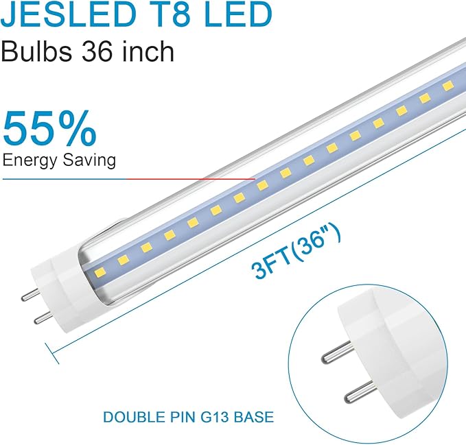 4 Pack 3FT T8 LED Tube Lights 14W 1600LM 5000K Type A B F25T8 Fluorescent Replacement
