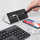 2 Pack Desk Edge Mount Power Strip Surge Protector with 3 AC Outlets and 4 USB Ports Black