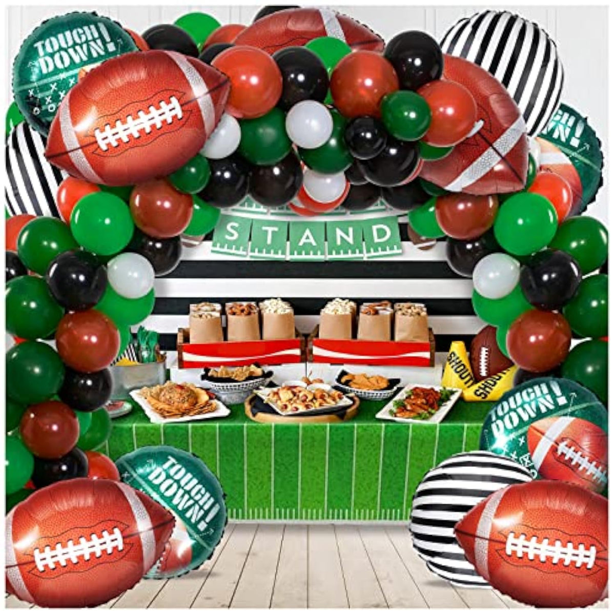 236Pcs Football Balloons Arch, Large Football Themed Balloon Arch Garland Kit, Black Green Brown Football Birthday Balloons For Party Decoration